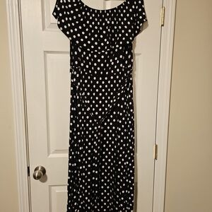 Lane Bryant Black and White Polka Dot Maxi Dress